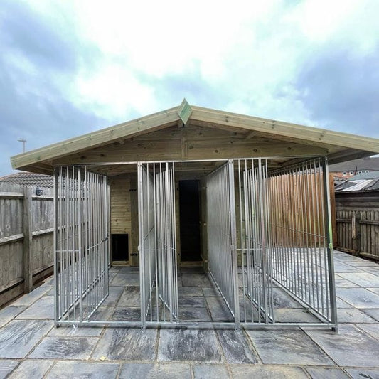 Benchmark Dog Kennel - Triple 12 x 8ft, Premium Wood Range