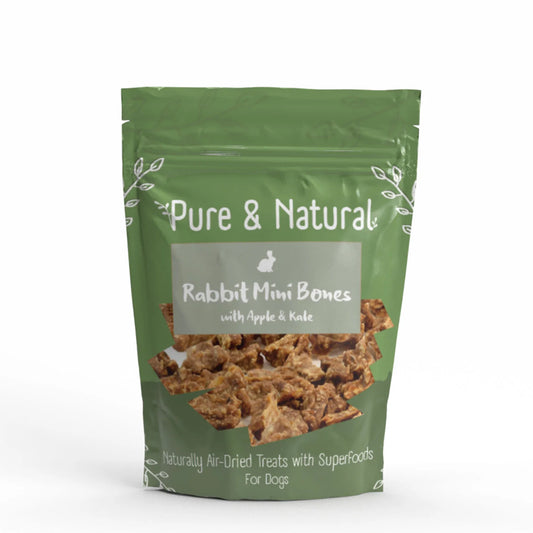 Air Dried Rabbit Mini Bones Treats with Superfoods Apple & Kale 100gm
