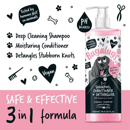 Bugalugs 3 in 1 Pet Shampoo, Conditioner & Detangler