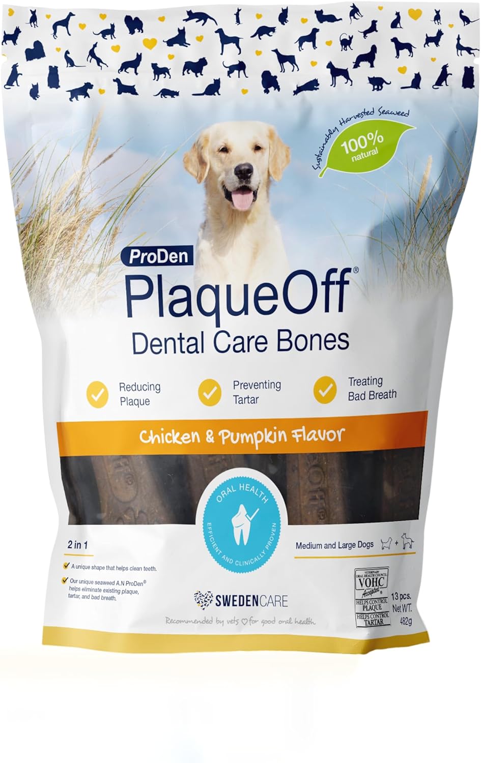 ProDen PlaqueOff Dental Care Bones – Chicken & Pumpkin Flavour 13s