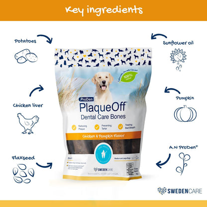 ProDen PlaqueOff Dental Care Bones – Chicken & Pumpkin Flavour 13s