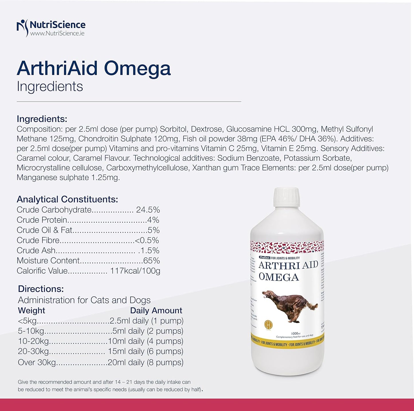 Sweden Care ArthriAid Omega Liquid 1000 ml for Dogs and Cats