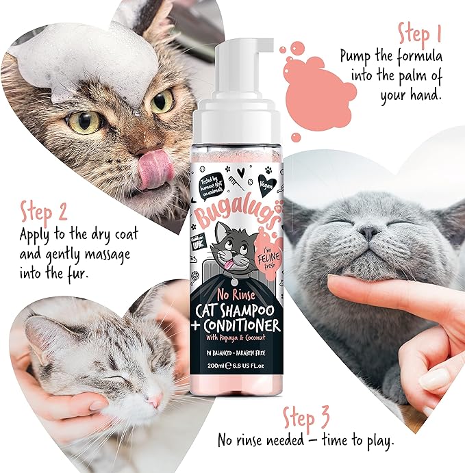 Bugalugs No Rinse Cat Shampoo & Conditioner with Papaya & Coconut