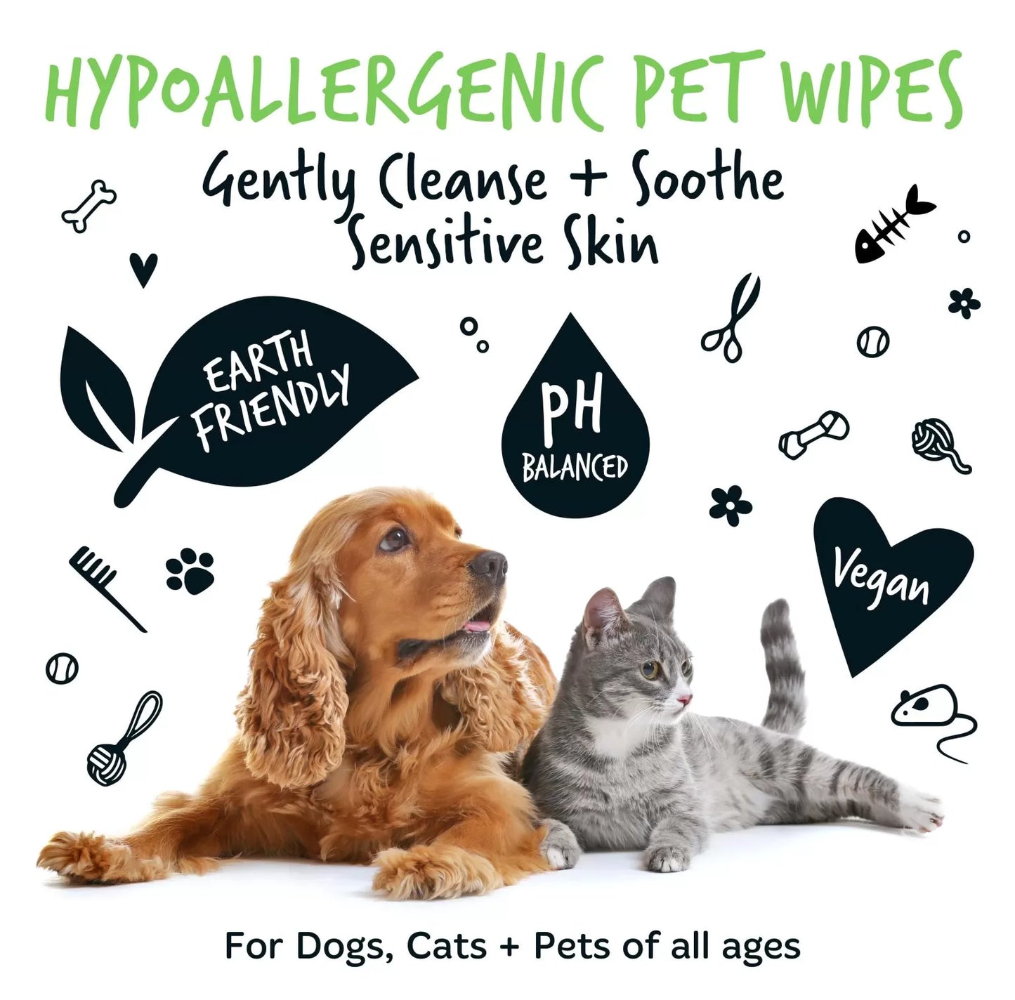 Bugalugs Biodegradable Fragrance Free Pet Wipes 50gsm
