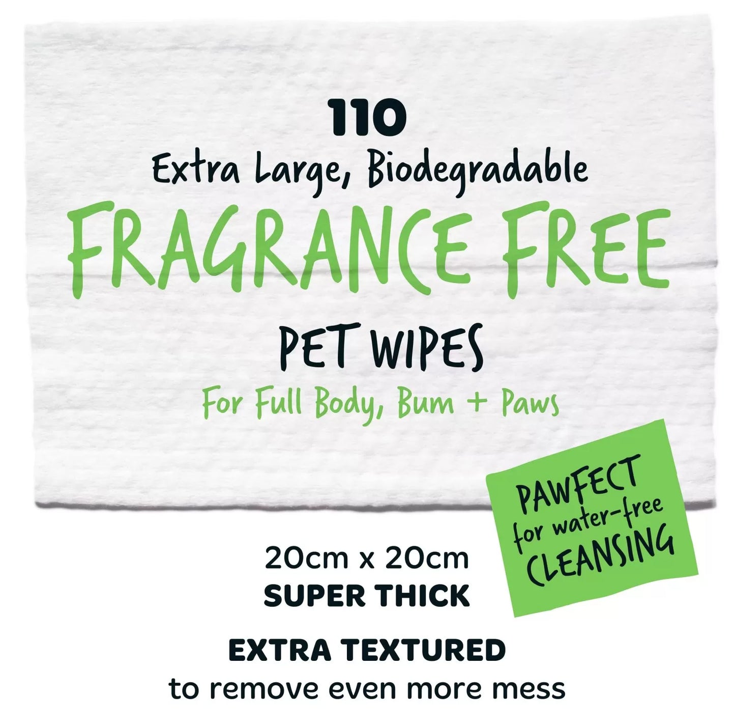Bugalugs Biodegradable Fragrance Free Pet Wipes 50gsm