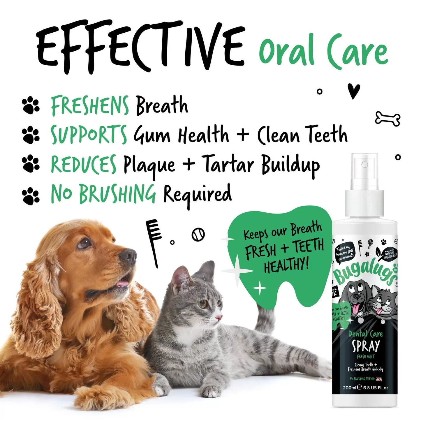 Bugalugs Dental Care Spray for Dogs and Cats 200ml