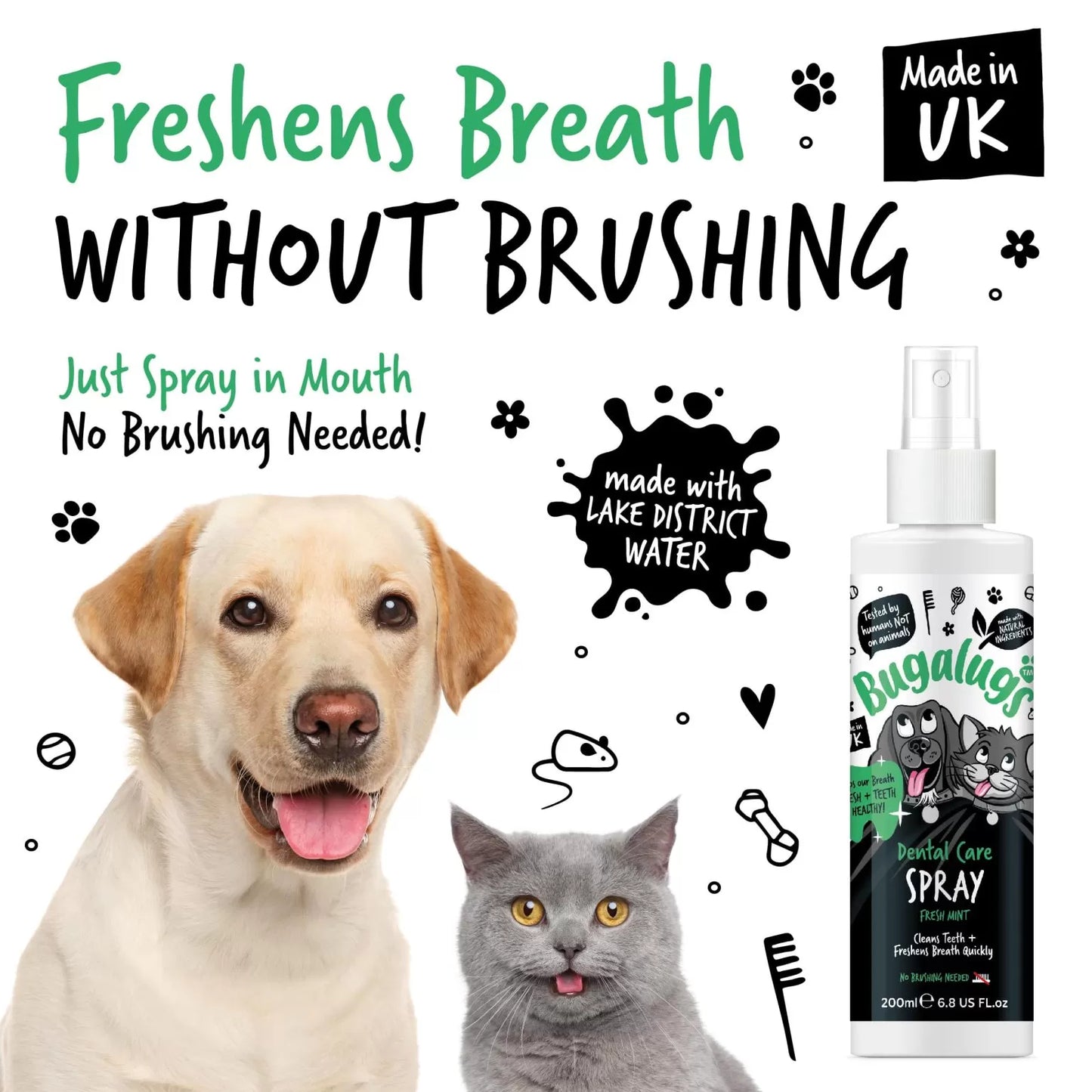 Bugalugs Dental Care Spray for Dogs and Cats 200ml
