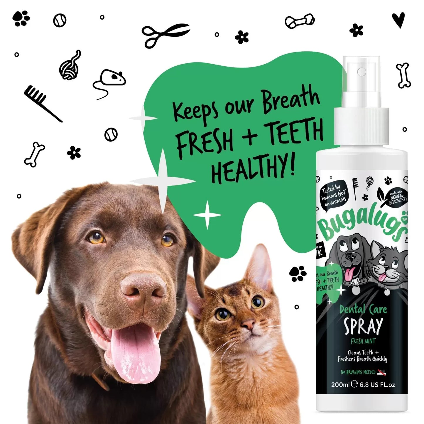 Bugalugs Dental Care Spray for Dogs and Cats 200ml
