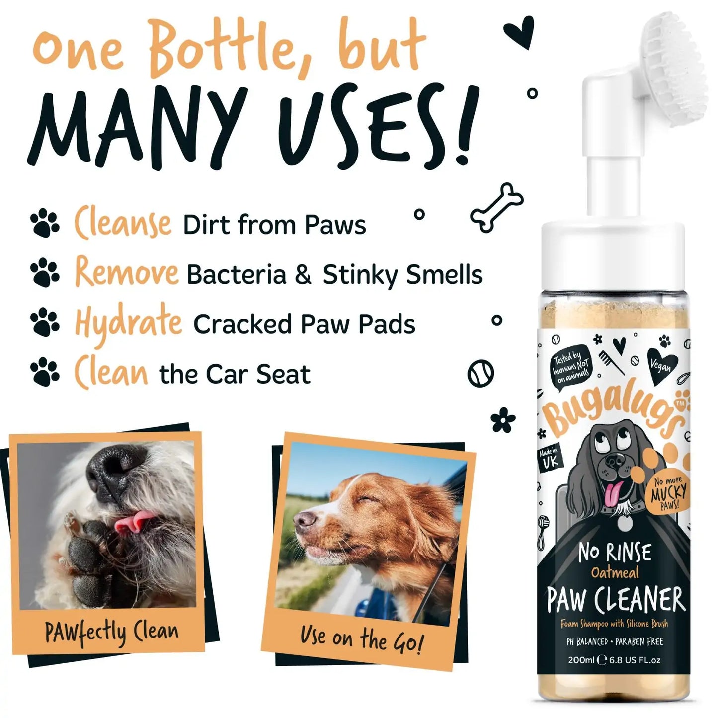 Bugalugs No Rinse Paw Cleaner Shampoo in Oatmeal