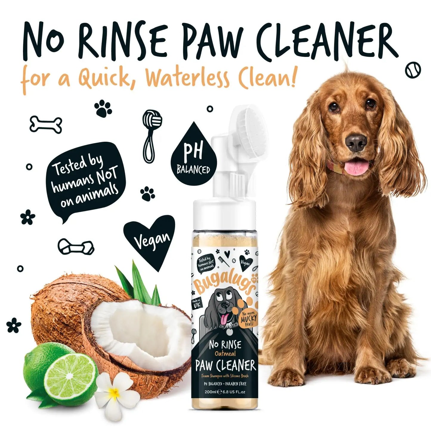 Bugalugs No Rinse Paw Cleaner Shampoo in Oatmeal