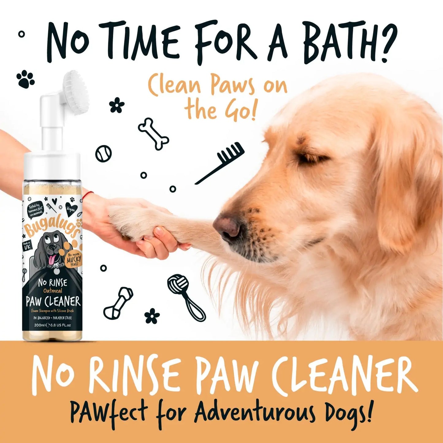 Bugalugs No Rinse Paw Cleaner Shampoo in Oatmeal