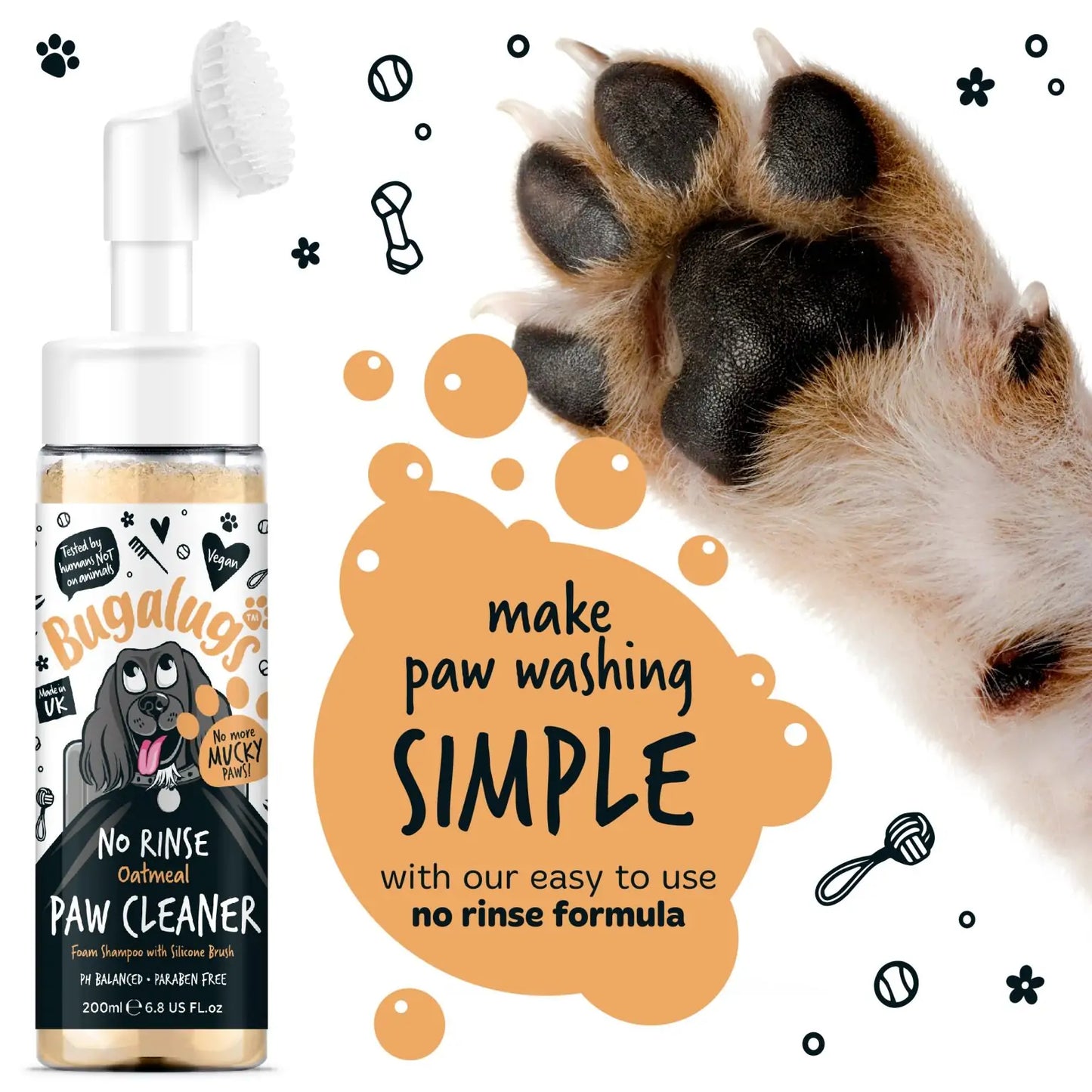 Bugalugs No Rinse Paw Cleaner Shampoo in Oatmeal