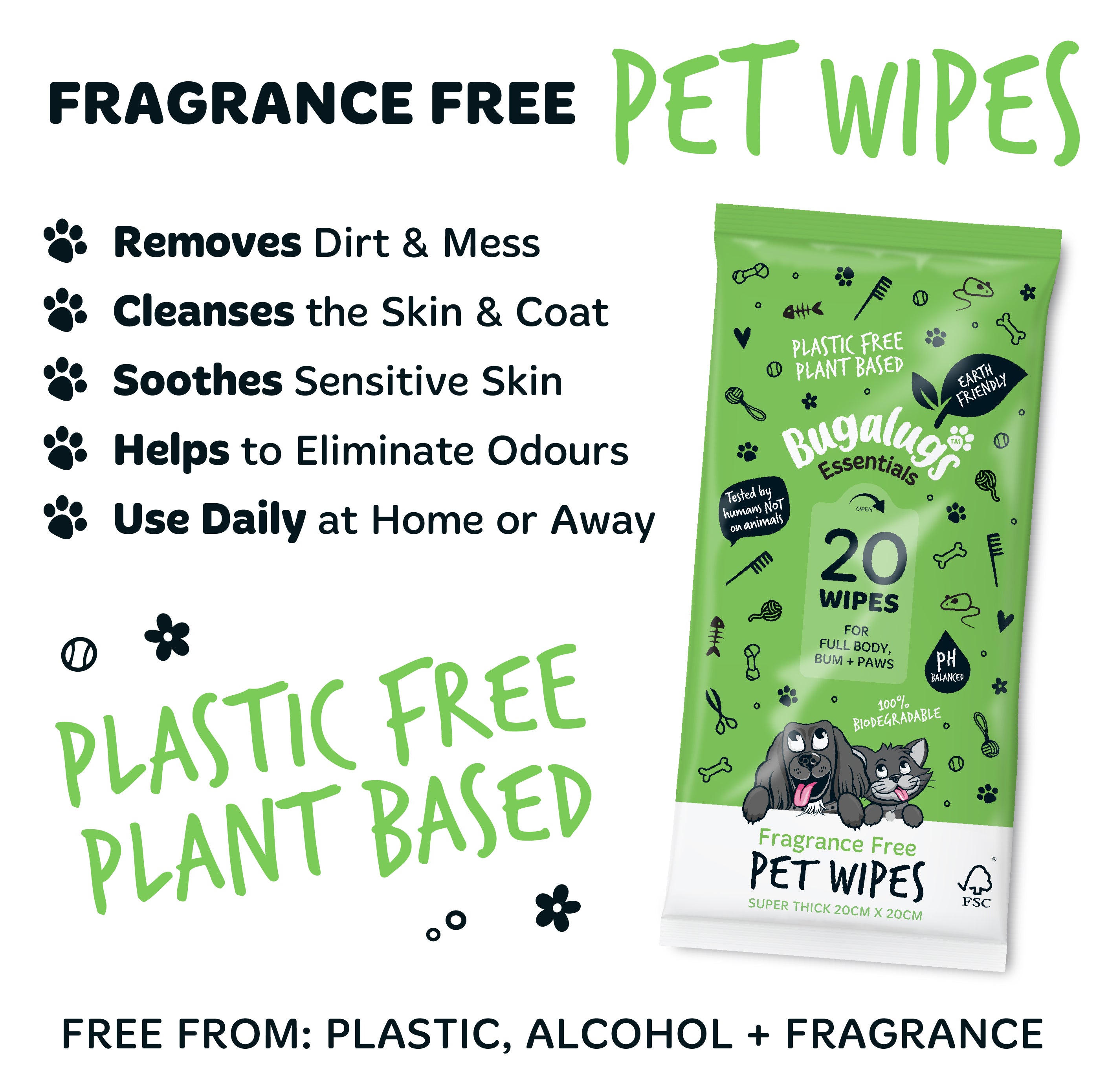 20 Biodegradable Wipes (Travel Pack)