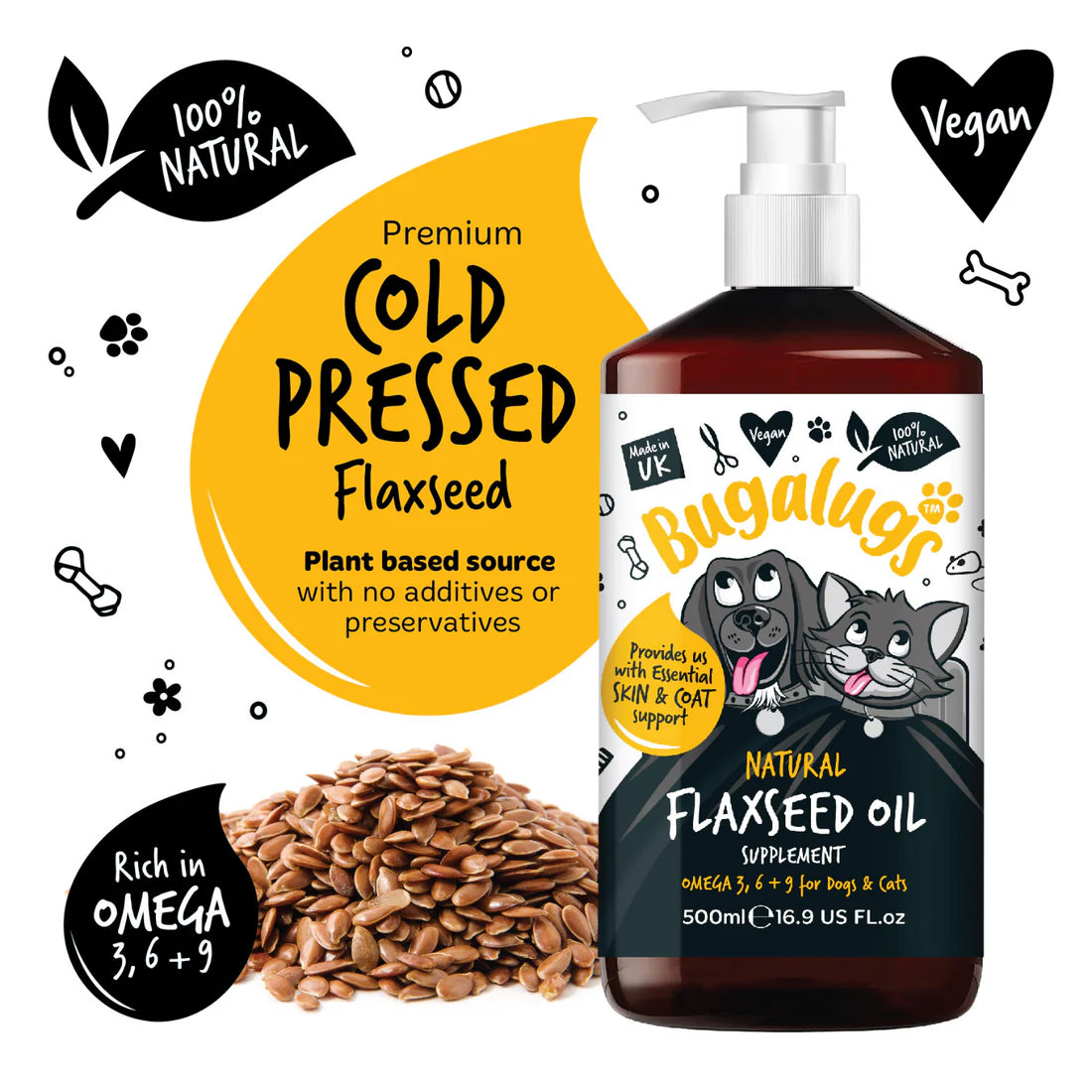 Natural Flaxseed Oil Supplement for Dogs & Cats