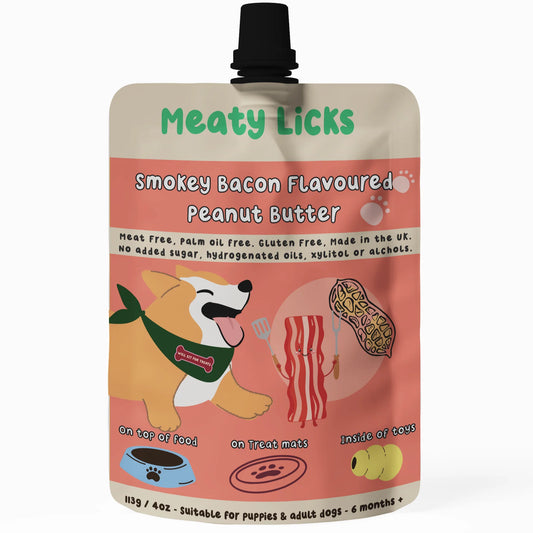 Meaty Licks Smokey Bacon Flavoured Peanut Butter 113g 4oz