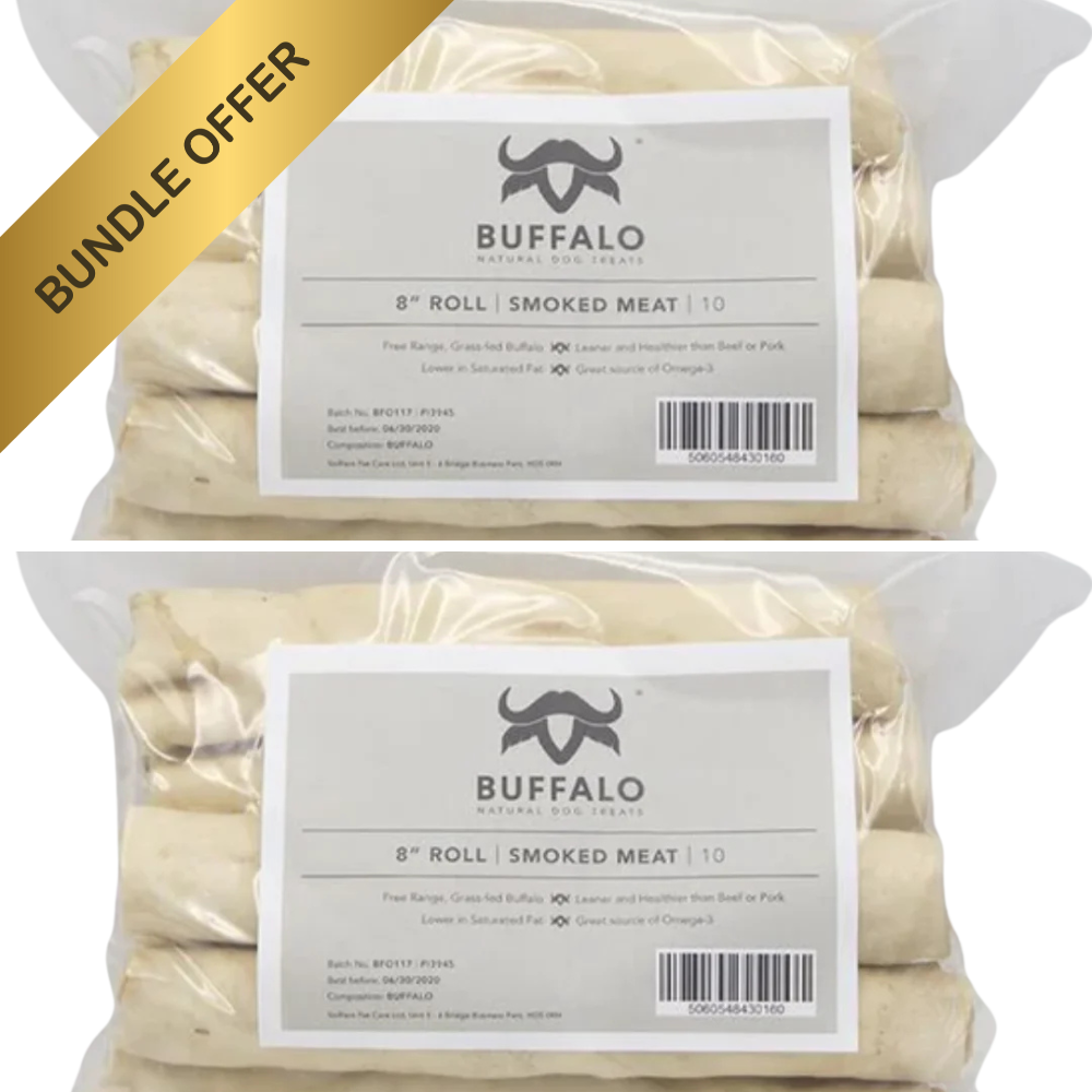 Buffalo Rolls Smoked Meat Dog Treats (10PK) Bundle of 2