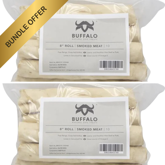 Buffalo Rolls Smoked Meat Dog Treats (10PK) Bundle of 2