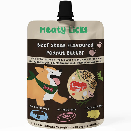 Meaty Licks Beef Steak Flavoured Peanut Butter 113g 4oz
